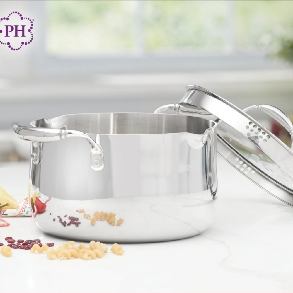 Olla de 6 qt con tapa coladora tri-ply de princess
